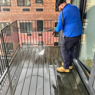 bird dropping cleanup from brownstone building