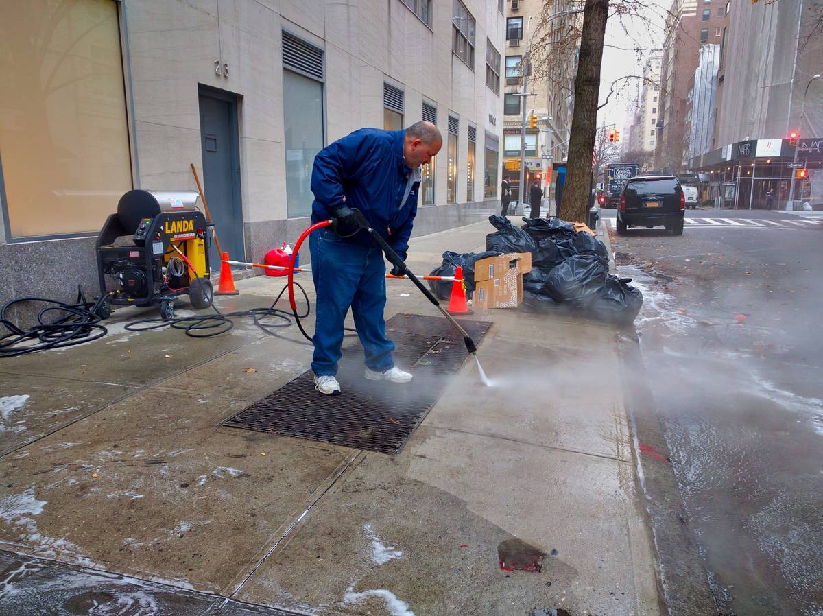 sidewalk cleaning power-washing tech
